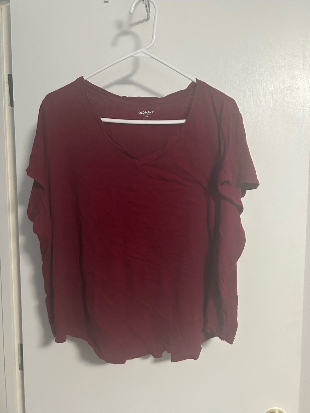Old Navy Burgundy Short Sleeve V-Neck Tee